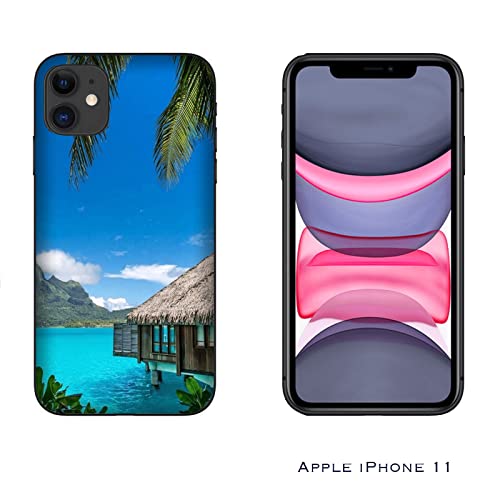 Generico Hulle Schutz kompatibel mit Apple iPhone 11 Strand Malediven-Paradies/Bedrucken Sie auch die Seiten/Telefon-Hartschale zum Aufstecken, rutschfest, Kratzfest, stoßfest, starrer Schutz von Generico