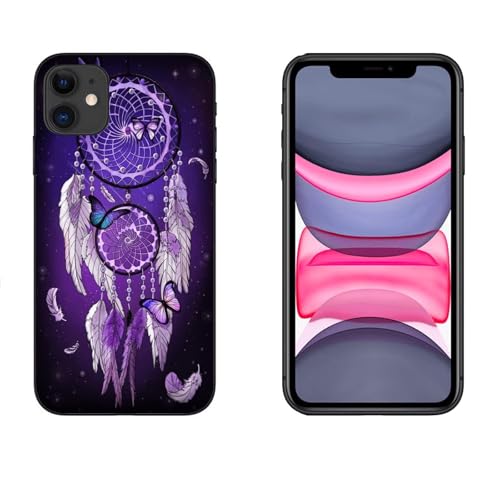 Generico Hulle Schutz kompatibel mit Apple iPhone 11 Traumfänger mit blauen Schmetterlingen/Weiches TPU-Silikongel/Telefon-Hartschale zum Aufstecken, rutschfest, Kratzfest, stoßfest, schützendes TPU von Generico