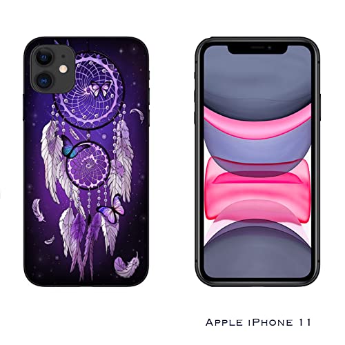 Generico Hulle Schutz kompatibel mit Apple iPhone 11 Traumfänger mit blauen Schmetterlingen/Weiches TPU-Silikongel/Telefon-Hartschale zum Aufstecken, rutschfest, Kratzfest, stoßfest, schützendes TPU von Generico