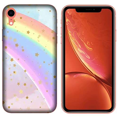 Generico Hulle Schutz kompatibel mit Apple iPhone XR Regenbogen Sterne/Bedrucken Sie auch die Seiten/Telefon-Hartschale zum Aufstecken, rutschfest, Kratzfest, stoßfest, starrer Schutz von Generico