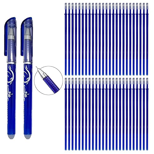 Generico Löschbarer Gelschreiber - 2 blau und 50 Nachfüllspitze 0,5 von Generico