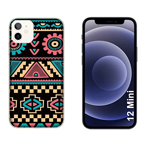 Hülle iPhone 12 Mini Case Apple iPhone 12 Mini Indischer Hintergrund Pastellfarbenes Indien/Cover Druck auch an den Seiten/Anti-Rutsch Anti-Rutsch Anti-Scratch Schock-resistenten Schutz Schutzull von Generico