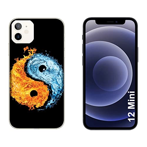 Hülle iPhone 12 Mini Case Apple iPhone 12 Mini Mandala Yin und Yang Wasser und Feuer/Cover Druck auch an den Seiten/Anti-Rutsch Anti-Rutsch Anti-Scratch Schock-resistenten Schutz Schutzulle Starr von Generico