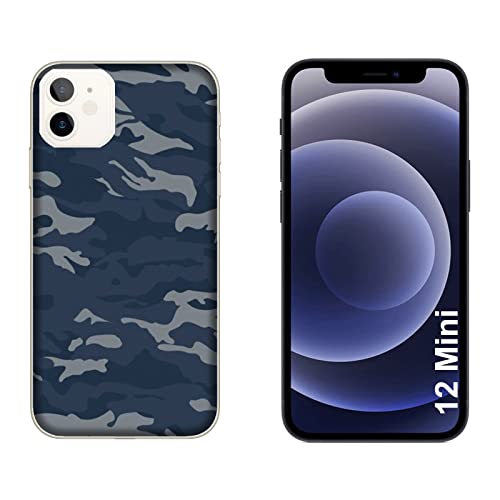 Hülle iPhone 12 Mini Case Apple iPhone 12 Mini Militare Mimetica Camouflage Militärarmee schwarz und grau/Cover Druck auch an den Seiten/Anti-Rutsch Anti-Rutsch Anti-Scratch Schock-resistenten S von Generico