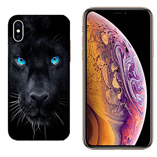 Hülle iPhone X Case Apple iPhone X Haustiere Schwarzer Panther/Cover TPU Soft/gehärtetes Glas zurück/Anti-Rutsch Anti-Rutsch Anti-Scratch Schock-resistenten Schutz Schutzulle Starre von Generico