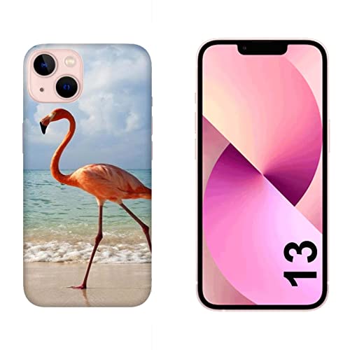 Hulle Schutz kompatibel für Apple iPhone 13 Tiere Flamingo in dem Meer/Druck auch an den Seiten/Phone Hard Snap on Anti-Rutsch Anti-Scratch Shock-Resistant Protective Rigid von Generico