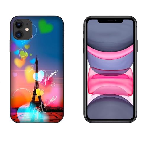 Hulle Schutz kompatibel mit Apple iPhone 11 Eiffelturm Paris Ich Liebe Dich/Weiches TPU-Silikongel/Telefon-Hartschale zum Aufstecken, rutschfest, Kratzfest, stoßfest, schützendes TPU von Generico