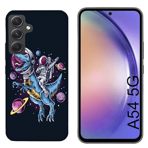 Hulle Schutz kompatibel mit Samsung Galaxy A54 5G Weltraumastronaut Weltraum-Dinosaurier mit Planeten / Bedrucken Sie auch die Seiten / Telefon-Hartschale zum Aufstecken, rutschfest, kratzfest, stoßf von Generico