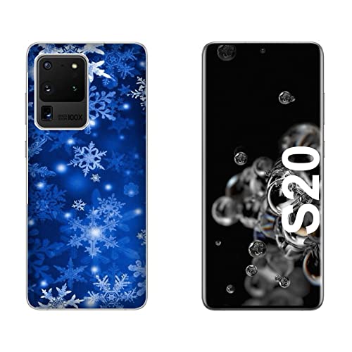 Hulle Schutz kompatibel mit Samsung Galaxy S20 Winter Blaue Schneeflocken/Druck auch an den Seiten/Phone Hard Snap on Anti-Rutsch Anti-Scratch Shock-Resistant Protective Rigid von Generico