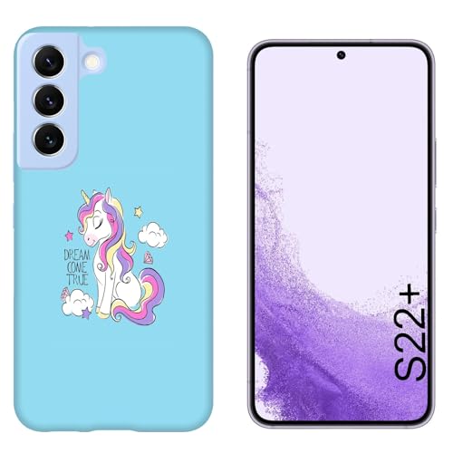 Hulle Schutz kompatibel mit Samsung Galaxy S22+ Plus Einhorn mit Wolken, Sternen und Diamanten / Weiches TPU-Silikongel / Telefon-Hartschale zum Aufstecken, rutschfest, kratzfest, stoßfest, schützen von Generico