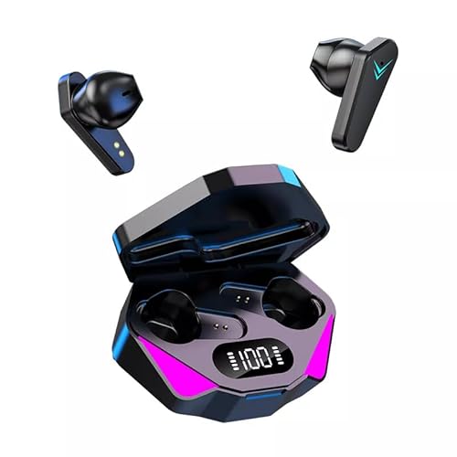 AI-011 Kabellose Kopfhörer, Bluetooth 5.2, HiFi-Stereo-Mikrofon, LED-Display, Geräuschreduzierung, Touch-Steuerung, IPX7, wasserdicht, schwarze Kopfhörer von Genérico