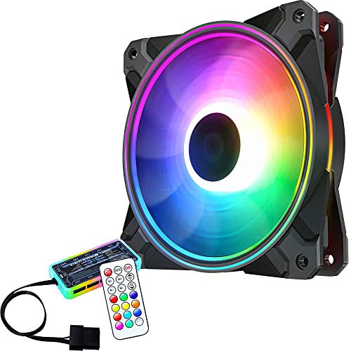 LED-Lüfter ARGB, bunt, PC-Gehäuse, 120 mm, RGB, mit Hub und Fernbedienung, Aura, Sync, leise, 3 Pins von Generico