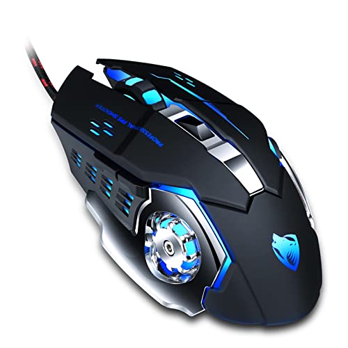 ✅ MOUSE GAMING RGB LED Programmierbare Präzises Metall verkabelt 6 Tasten ergonomisch beleuchtete Laptop PC V6 schwarz ✅ von Generico