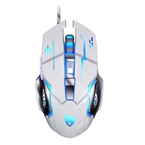 ✅ MOUSE GAMING RGB LED Programmierbare Präzises Metall verkabelt 6 Tasten ergonomisch beleuchtete Laptop PC V6 weiß ✅ von Generico