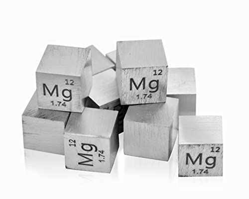 Magnesium Würfeldichte, Magnesium Metallwürfel 10 x 10 x 10 mm rein 99,9 % für Sammlung von Elementen von Generico