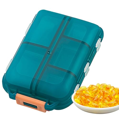 Medikamenten-Organizer-Box, tragbar, wasserdicht, mit 10 Fächern, große Kapazität mit ergonomischem Verschluss, staubdichter Medikamentenbehälter für V Medikamenten-Organizer-Box, tragbar, wasserdicht, mit 10 Fächern, große Kapazität mit ergonomischem Verschluss, staubdichter Medikamentenbehälter für V von Genérico