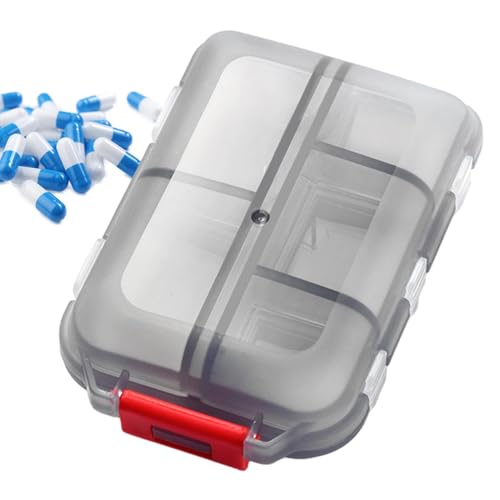 Medikamenten-Organizer-Box, tragbar, wasserdicht, mit 10 Fächern, große Kapazität mit ergonomischem Verschluss, staubdichter Medikamentenbehälter für V Medikamenten-Organizer-Box, tragbar, wasserdicht, mit 10 Fächern, große Kapazität mit ergonomischem Verschluss, staubdichter Medikamentenbehälter für V von Genérico