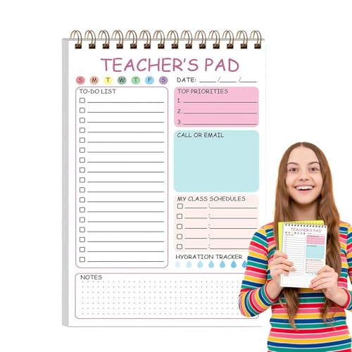 Notizen für Lehrer, Lehrer, 50 Blatt, 14,7 x 21,9 cm, niedliche Semikations-Erinnerung, Tagesplaner mit Doppelspulenbindung für Aufgaben, Klassenzimmer Notizen für Lehrer, Lehrer, 50 Blatt, 14,7 x 21,9 cm, niedliche Semikations-Erinnerung, Tagesplaner mit Doppelspulenbindung für Aufgaben, Klassenzimmer von Genérico