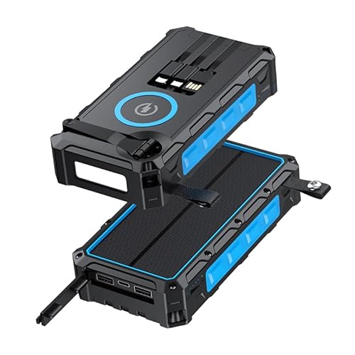 Power Bank Solar, 20.000 mAh, Notfallkurbel, kabelloses Aufladen, 6 USB-Ports, LED-Licht, SOS, ideal für Abenteuer, Reisen und Notfälle, Blau Power Bank Solar, 20.000 mAh, Notfallkurbel, kabelloses Aufladen, 6 USB-Ports, LED-Licht, SOS, ideal für Abenteuer, Reisen und Notfälle, Blau von Genérico