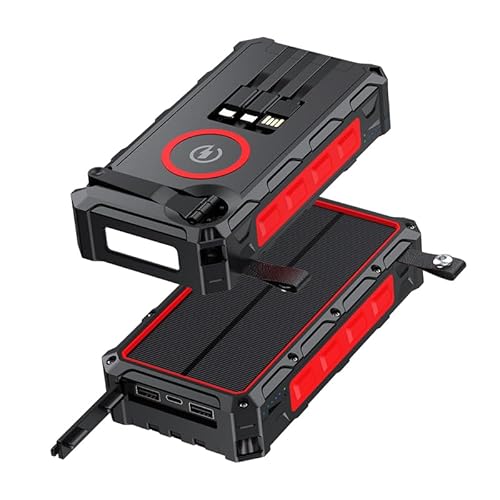 Power Bank Solar, 20.000 mAh, Notfallkurbel, kabelloses Aufladen, 6 USB-Ports, LED-Licht, SOS, ideal für Abenteuer, Reisen und Notfälle, Rot Power Bank Solar, 20.000 mAh, Notfallkurbel, kabelloses Aufladen, 6 USB-Ports, LED-Licht, SOS, ideal für Abenteuer, Reisen und Notfälle, Rot von Genérico