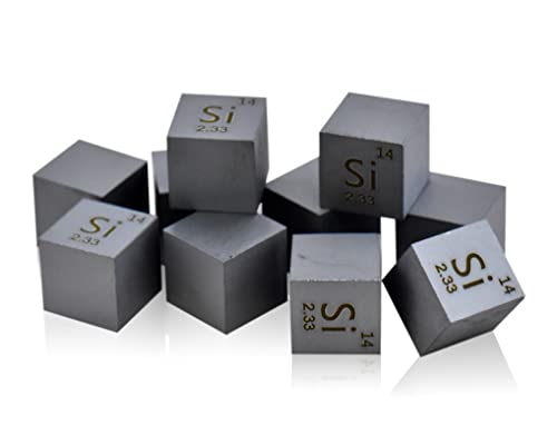 Siliziumwürfel Dichte, Silizium-Metallwürfel 10 x 10 x 10 mm rein 99,99 % für Sammlung von Elementen von Generico