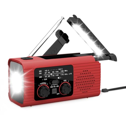 Solar-Kurbelradio, Solarradio, tragbar, AM/FM/NOAA, 3-Wege-Taschenlampe, SOS-Ladung, Alarm, Powerbank für lange Reisen Solar-Kurbelradio, Solarradio, tragbar, AM/FM/NOAA, 3-Wege-Taschenlampe, SOS-Ladung, Alarm, Powerbank für lange Reisen von Genérico
