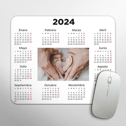 Tenvinilo | Personalisierter Kalender 2024 Mauspad | Kalender mit Foto | Computerzubehör | Originelles Geschenk | rutschfest | wasserdicht | waschbar | umweltfreundlich | 30 x 25cm von Genérico