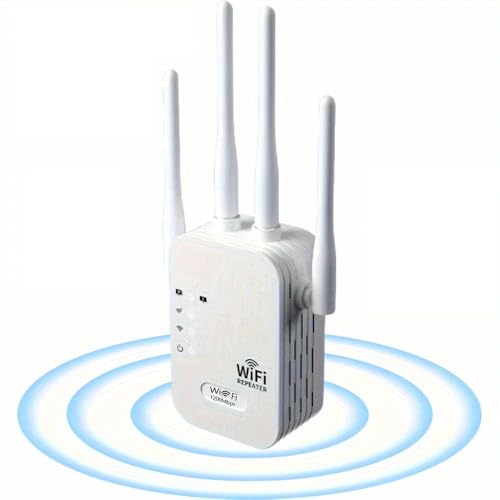 WLAN-Signalverstärker, 1200 Mbps, Dualband-Repeater, 2,4 G/5G, mit 4 Antennen, Reichweite bis zu 200 m², kompatibel mit mehr als 100 Geräten, Ethernet-Port, Wiederholungsmodi WLAN-Signalverstärker, 1200 Mbps, Dualband-Repeater, 2,4 G/5G, mit 4 Antennen, Reichweite bis zu 200 m², kompatibel mit mehr als 100 Geräten, Ethernet-Port, Wiederholungsmodi von Genérico