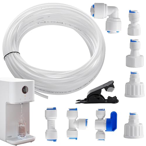 Wasseraufbereitungsschlauch - Kühlschrank-Anschluss-Set, 15 m Wasserschlauch, Schnellanschluss-Trinkwasserleitung für Kühlschrank-Wasserleitungsanschluss, mit Man-Schneider Wasseraufbereitungsschlauch - Kühlschrank-Anschluss-Set, 15 m Wasserschlauch, Schnellanschluss-Trinkwasserleitung für Kühlschrank-Wasserleitungsanschluss, mit Man-Schneider von Genérico