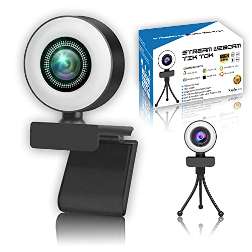 Webcam TikTok PC Webcam Kompatibel Full HD 1920 x 1080P Foto Videokonferenz Mikrofon mit verstellbarem Ringlicht Unterstützung 3D Drehung 360° Hohe Auflösung Autofokus USB von Generico