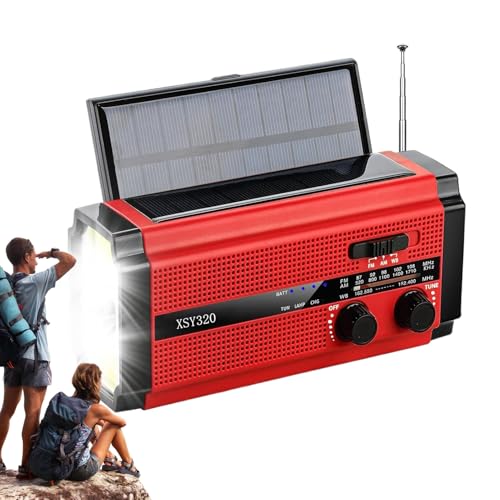 Wetterradio | Radio mit Kurbel und Solarenergie | 5000 mAh Akku mit Taschenlampe für Notfälle, Stromausfälle, Sturm und im Freien von Genérico
