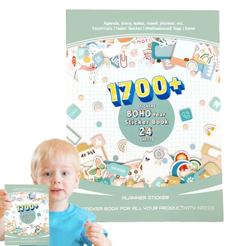 Boho Planner Sticker – 24 Blätter, mehr als 1700 Konten | Ästhetisch, monatlich, wöchentlich, tägliche Aufkleber für Planer, Groß und Erwachsene, perfekt für Jou Boho Planner Sticker – 24 Blätter, mehr als 1700 Konten | Ästhetisch, monatlich, wöchentlich, tägliche Aufkleber für Planer, Groß und Erwachsene, perfekt für Jou von Générique