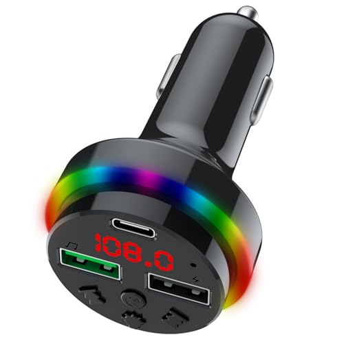 FM Transmitter, Car Wireless Audio Receiver, Multifunctional Voice Navigation Dual USB Charger Adapter with LED Display, 7-Color Backlight, 12V-24V Radio Transmitter for Vehicle FM Transmitter, Car Wireless Audio Receiver, Multifunctional Voice Navigation Dual USB Charger Adapter with LED Display, 7-Color Backlight, 12V-24V Radio Transmitter for Vehicle von Générique