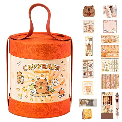 Générique Capybara Stationery Set, Schreibtischkalender, 6,21 Zoll (15,7 cm), Plüsch-Spielzeug-Set, Sticker, Stift, Notizblock, für Studenten, Zuhause, Study von Générique