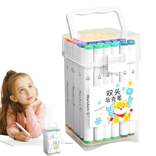 Générique Marker Pens, Coloring Art Markers mit Doppeltips, 8,9 x 17,9 x 15,2 cm (3,35 x 3,35 x 6,3 Zoll), Quick Drying Stationery, 48 lebendige Farben für Sketching, Journaling, Illustrationen von Générique