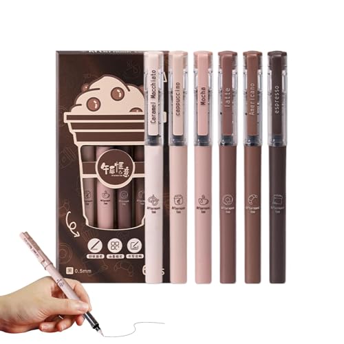 Générique Schreibstifte, 6 x Kaffee-Thema-Stifte aus Filz – 14 cm (5,71 Zoll), tragbare Nadelspitze, lustiges Schulmaterial für Jungen, Mädchen von Générique