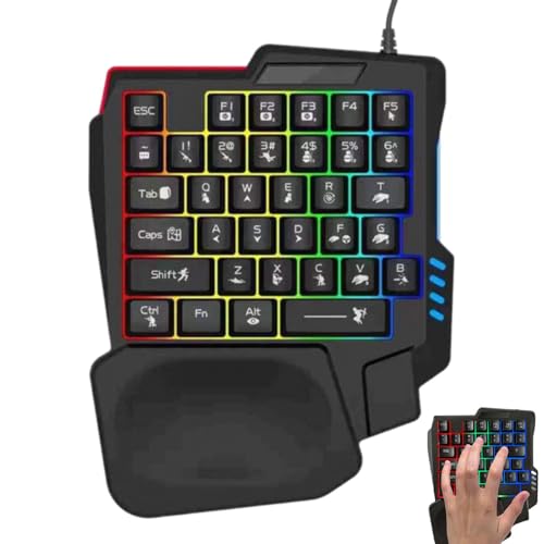 Handed Mechanical Keyboard, Compact Game Keypad, Game Controller Keyboard, Mechanical Games Keypad with Programmierbare Keys, 22,5 x 17,7 x 3 cm Portable Game Keypad für Games Setups, Schwarz und Weiß Handed Mechanical Keyboard, Compact Game Keypad, Game Controller Keyboard, Mechanical Games Keypad with Programmierbare Keys, 22,5 x 17,7 x 3 cm Portable Game Keypad für Games Setups, Schwarz und Weiß von Générique