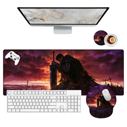 Japanese Berserk Anime Set 800 x 300 x 3 mm Mousepad, Mousepad aus weichem Silikon, ergonomisch, unter Gläsern, geeignet für Home Office Zubehör Japanese Berserk Anime Set 800 x 300 x 3 mm Mousepad, Mousepad aus weichem Silikon, ergonomisch, unter Gläsern, geeignet für Home Office Zubehör von Générique