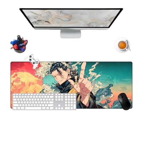 Jujutsu Geto Mauspad mit Anime-Multifunction-Gaming-Tastatur, wasserdicht, 800 x 300 x 3 mm, Unterseite aus rutschfestem Gummi, strukturierte Oberfläche (5) von Générique