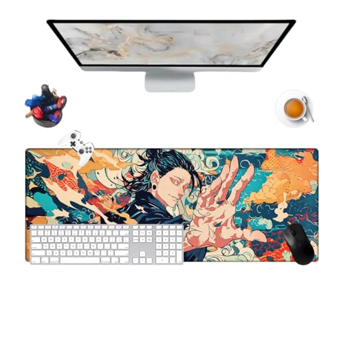 Jujutsu Geto Mauspad mit Anime-Multifunction-Gaming-Tastatur, wasserdicht, 800 x 300 x 3 mm, rutschfeste Gummibasis, strukturierte Oberfläche (3) von Générique