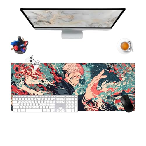 Jujutsu Sukuna Anime Pretty Mauspad, Anime, Büro, rutschfest, strukturierte Oberfläche, 800 x 300 x 3 mm, für Computer, Gamer, Zuhause, Laptops (2) von Générique