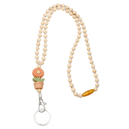 Lanyard für Blumenlehrer, Perlenlehrer-Lanyard, Lehrer Lanyard für Schlüssel – Modische Holzperlen und Blumen Boho für Frauen, Studentenausweis Lanyard für Blumenlehrer, Perlenlehrer-Lanyard, Lehrer Lanyard für Schlüssel – Modische Holzperlen und Blumen Boho für Frauen, Studentenausweis von Générique