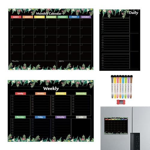 Magnetischer Kalender für ein Kühlschrank-Set mit 3 Kalendern für die De mit Radiergummimarkern, Wandorganisation für den Kühlschrank des Monats der Stadtplanung von Générique