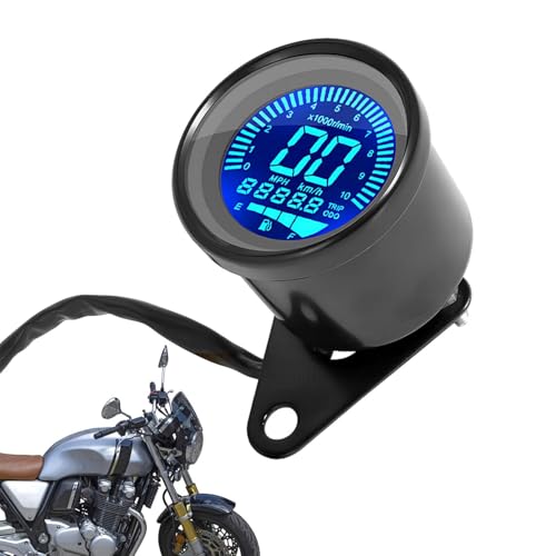 Motorrad Tachometer, Motorrad Tachometer | Wasserdicht LCD Motorrad Tachometer mit Halterung | 10000 U/min, Ersatz für DC 12V Motorrad Geschwindigkeits-Kilometerzähler von Générique