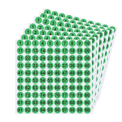 Numbered Stickers, 1 bis 100 Zahlen, selbstklebende Zahlenetiketten, runde Aufkleber für Lagerung, Locker Toolbox, Indoor Outdoor Sticker Organization Labelling, 14 Blatt Numbered Stickers, 1 bis 100 Zahlen, selbstklebende Zahlenetiketten, runde Aufkleber für Lagerung, Locker Toolbox, Indoor Outdoor Sticker Organization Labelling, 14 Blatt von Générique