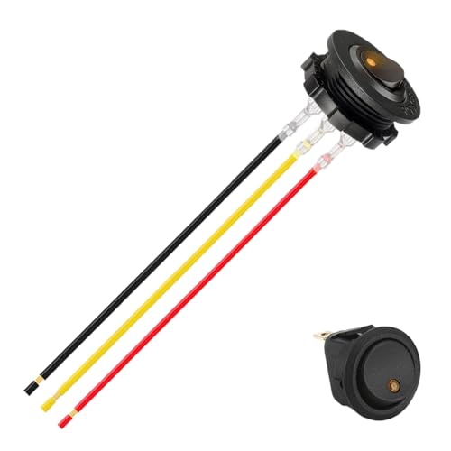 On And Off Switches, 12 V 3 Way Rocker Switches, Nut Fastening Mount With Pre-Wired Leads, Red LED Lighted Pushbutton For Automotive, RV and Truck Electrical Systems On And Off Switches, 12 V 3 Way Rocker Switches, Nut Fastening Mount With Pre-Wired Leads, Red LED Lighted Pushbutton For Automotive, RV and Truck Electrical Systems von Générique