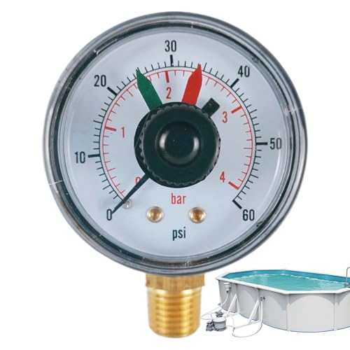 Poolfilterdruckmessgerät, 0 – 60 PSI, 2,11 Zoll, niedliches Wasserdrucksystem, kompakt, wasserdicht, Poolpumpe, Meter, Radialhalterung, Filter-Tester, Ersatzwerkzeug Poolfilterdruckmessgerät, 0 – 60 PSI, 2,11 Zoll, niedliches Wasserdrucksystem, kompakt, wasserdicht, Poolpumpe, Meter, Radialhalterung, Filter-Tester, Ersatzwerkzeug von Générique