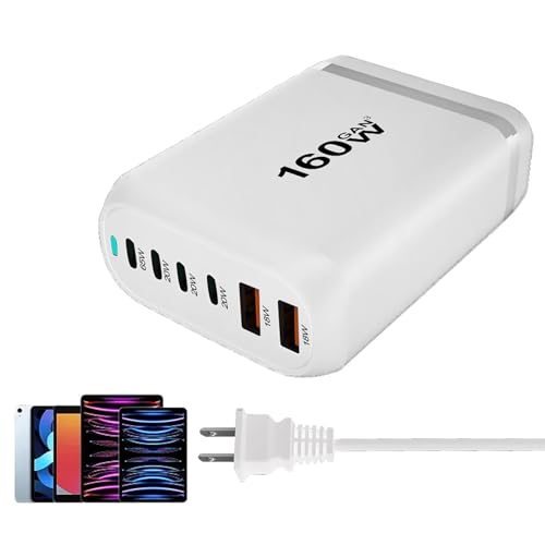 Reise-USB-Ladestation | Vielseitiges USB-Ladegerät 160 W für Desktop-Computer, niedrigere Betriebstemperatur, USB-Ladegerät für Computer, Tablet, Desktop-Lüfter, ECC Reise-USB-Ladestation | Vielseitiges USB-Ladegerät 160 W für Desktop-Computer, niedrigere Betriebstemperatur, USB-Ladegerät für Computer, Tablet, Desktop-Lüfter, ECC von Générique