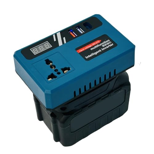 Wechselrichter DC auf AC, Außenleistungswechselrichter, Stromwandler DC 18 V-21 V auf 220 V AC, intelligenter Schnellladeadapter mit 2 USB-Anschlüssen und 1 Typ-C für den Vo von Générique