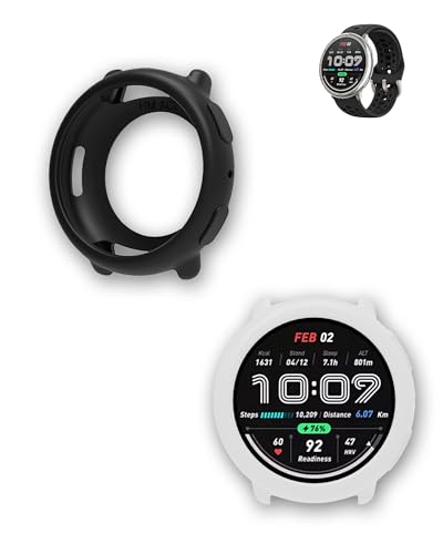 (2 Pack) Hülle Kompatibel mit Amazfit Active2 Smartwatch, Silikon Schutzhülle Cover Shell Sturzfest und Kratzfest Cover Frame Shell Schwarz & Weiß von Generisch